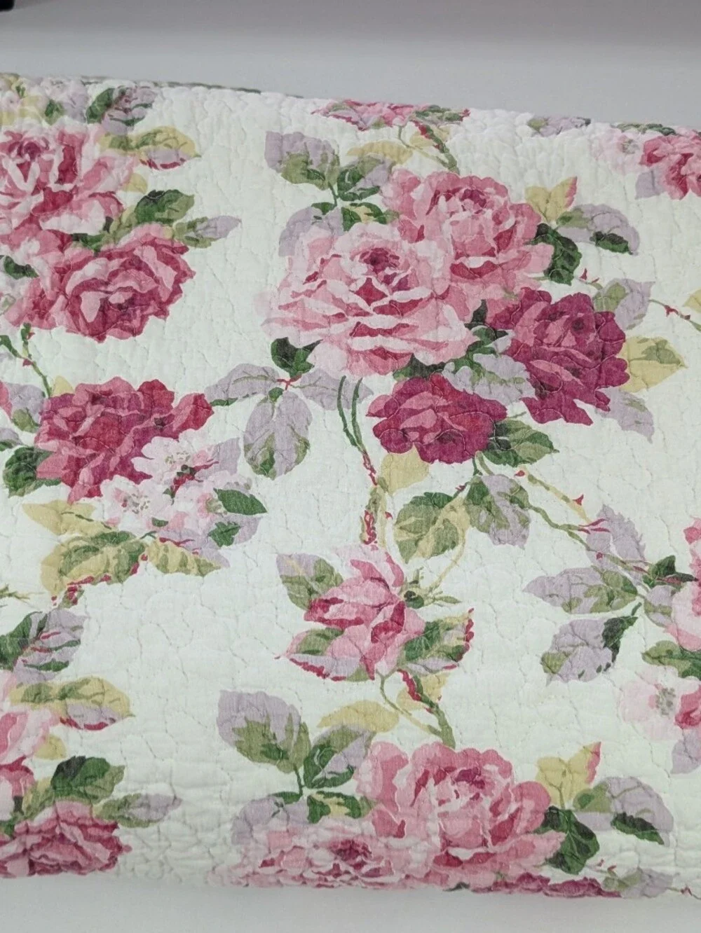 Laura Ashley Pink Rose Floral Cotton Quilt Bedspread Set 3 Pcs Shams KING Lidia